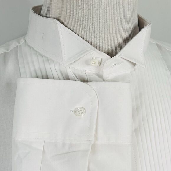 NWT Neil Allyn 18 34/35 2XL Tuxedo Dress Shirt All White Cotton Blend Formal - Picture 6 of 7